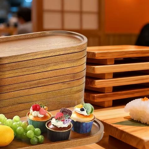 Japanese Snacks - Круглая десертная тарелка из цельного дерева